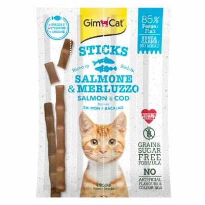 GimCat Sticks Somon & Atlantik Morina Tahılsız Ödül Çubukları 20 gr