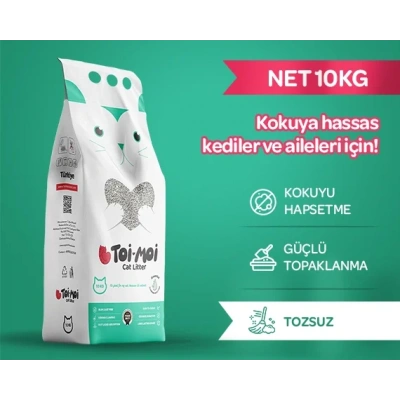 Toi Moi Kokuya Hassas Topaklanan Tozsuz Kokusuz Bentonit Kedi Kumu 10 kg