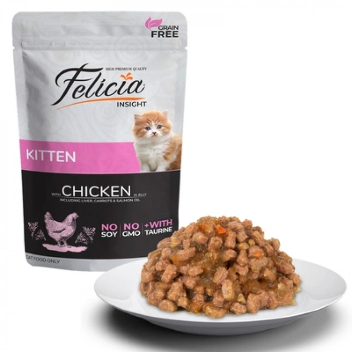 Felicia Tahılsız Yavru Tavuklu Yaş Kedi Maması 85g