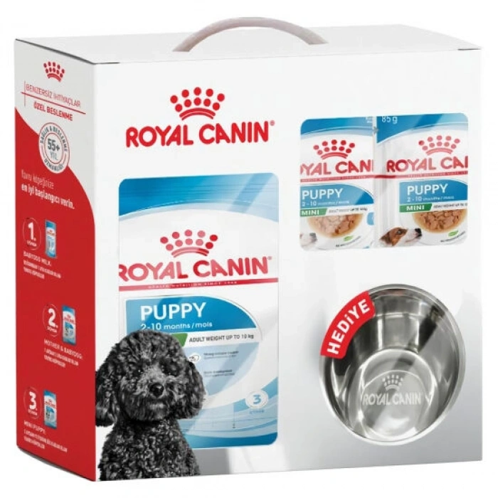 Royal Canin Premia Bundle (Mini Puppy 2 kg + 6 Adet Puppy Yaş Mama + 8 Oz. Mama Tası)