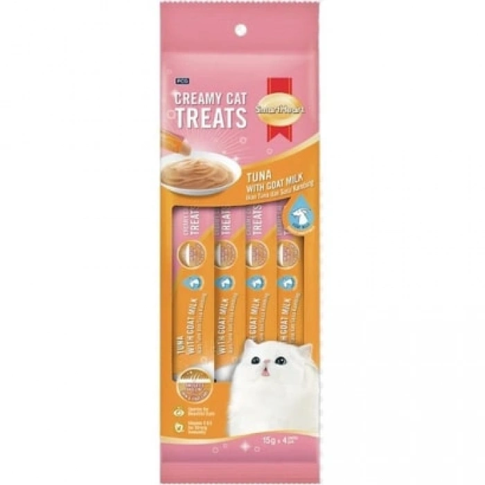 SmartHeart Ton Balıklı ve Keçi Sütlü Krema Kedi Ödül Maması 4x15 gr
