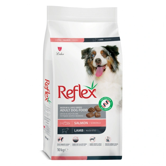 Reflex Duo Protein Somonlu Ve Kuzu Etli Orta Ve Büyük Irk Yetişkin Köpek Maması 10 kg