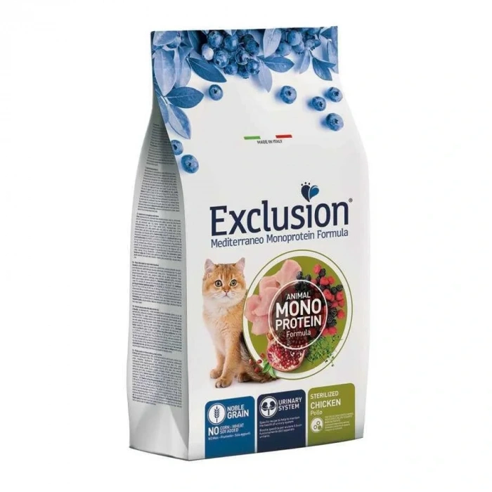 Exclusion Monoprotein Tavuk etli ve Narlı Düşük Tahıllı Kısırlaştırılmış Kedi Maması 12 kg