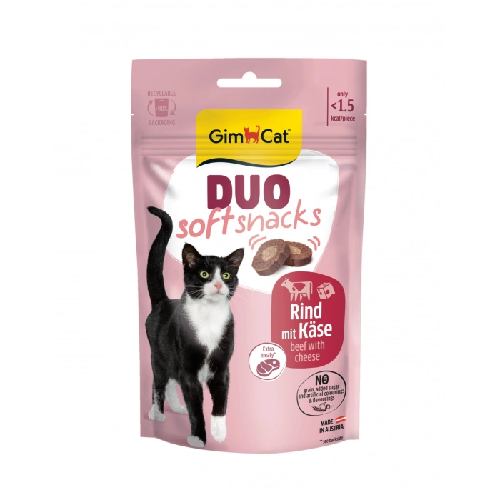 GimCat Duo Soft Snacks Sığır Etli ve Peynirli Yumuşak Kedi Ödülü 50 gr