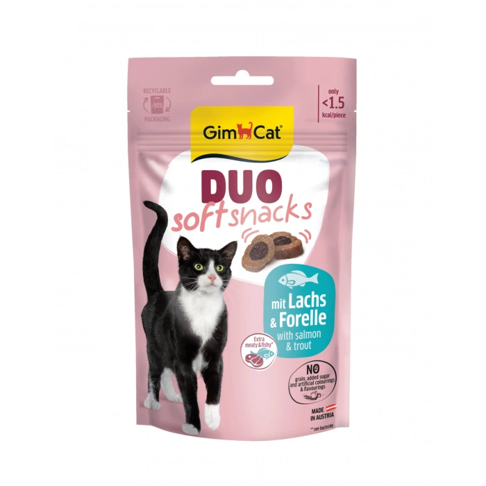 GimCat Duo Soft Snacks Somon ve Alabalıklı Yumuşak Kedi Ödülü 50 gr