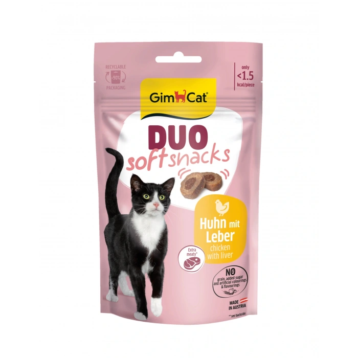 GimCat Duo Soft Snacks Tavuk ve Ciğerli Yumuşak Kedi Ödülü 50 gr