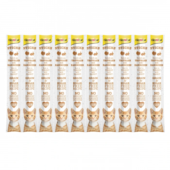 GimCat Sticks Hindi Etli & Tavşan Etli Ödül Çubukları 50 gr - 10lu