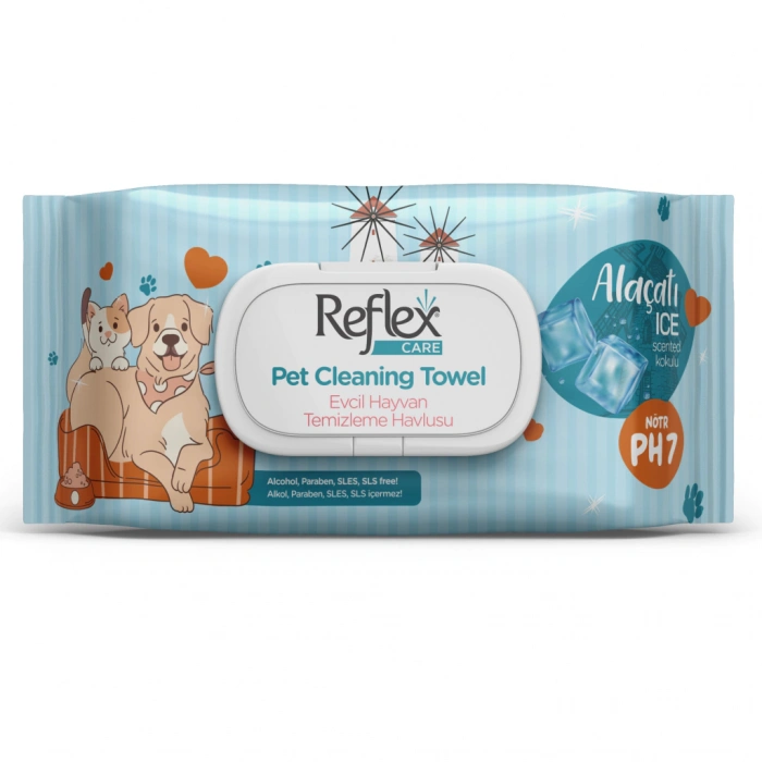 Reflex Care Evcil Hayvanlar için Alaçatı Ice Kokulu Temizleme Havlusu 50 Adet