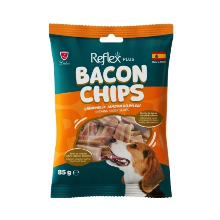 Reflex Plus Bacon Chıps Çiğnemelik Jambon Dilimleri Yetişkin Köpek Ödül Maması 85 gr
