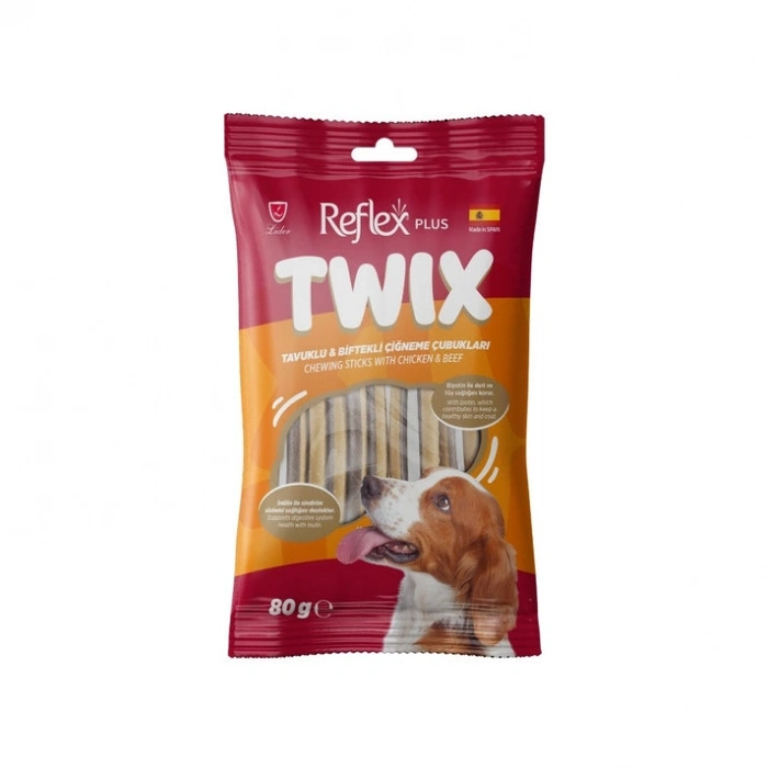 Reflex Plus Twıx Tavuklu & Biftekli Çiğneme Çubukları Yetişkin Köpek Ödül Maması 80 gr