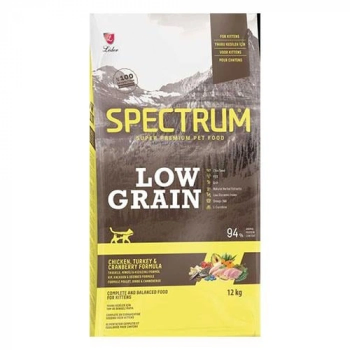 Spectrum Az Tahıllı Tavuklu, Hindili Ve Kızılcıklı Yavru Kedi Maması 12 kg+1 kg
