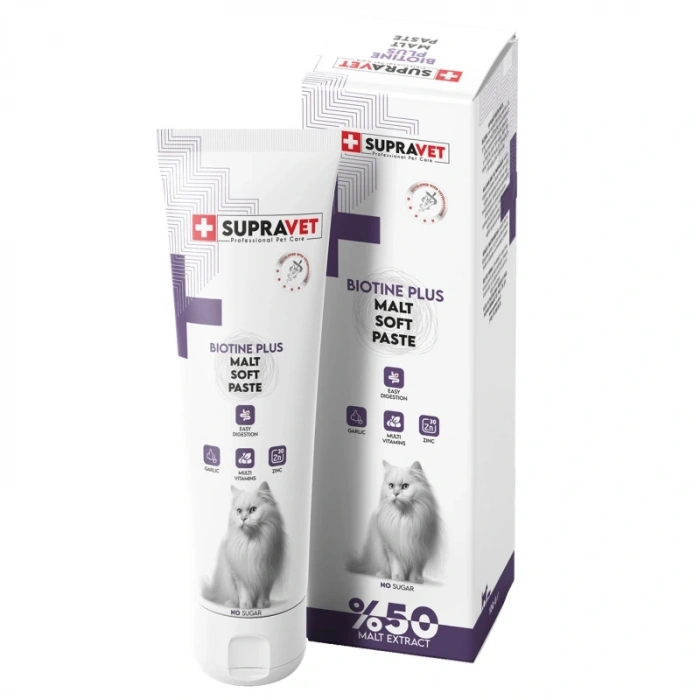Supravet Biotin Plus Kediler için Tüy Sağlığı Güçlendirici Malt Paste 100 gr