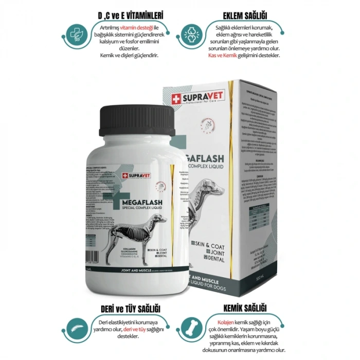 Supravet Köpekler İçin Eklem Ve Kas Geliştirici Likit XXL 500 ml