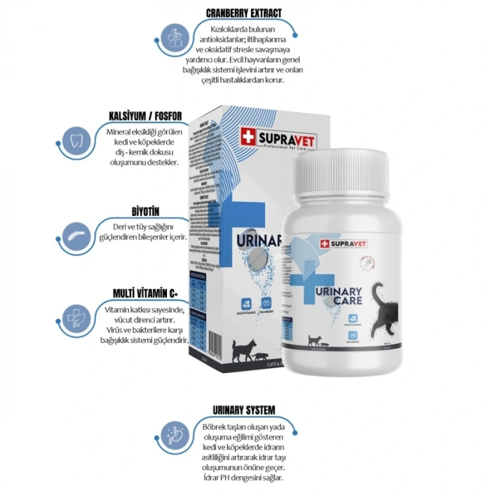 Supravet Urinary Care Kedi ve Köpek İçin İdrar Sağlığı Sistem Destekleyici Tablet (75 Tablet)