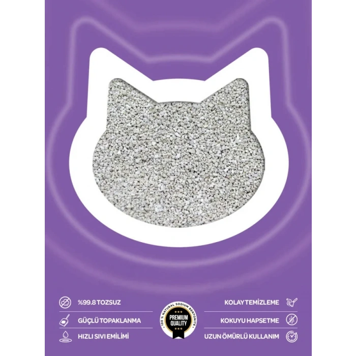 Toi Moi Topaklanan, Tozsuz, Koku hapseden Lavantalı Bentonit Kedi Kumu 10 lt