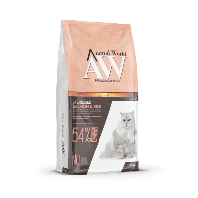 Animal World Somonlu & Pirinçli Kısırlaştırılmış Kedi Maması 15 kg