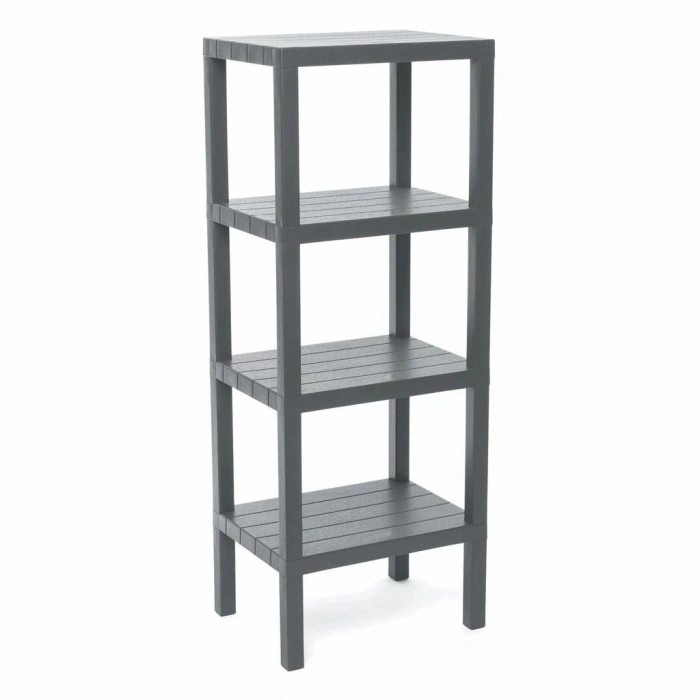 4 Raflı Gri Modüler Ünite Plastik 38x29x100 Cm Bx40