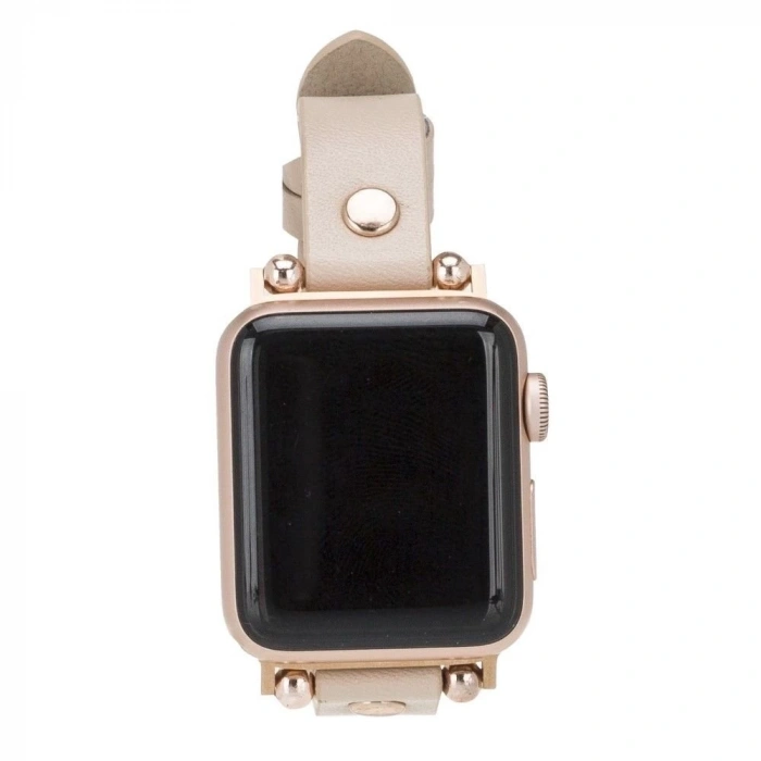Apple Watch Uyumlu Deri Kordon 42-44-45mm Rt Erc3 Bej