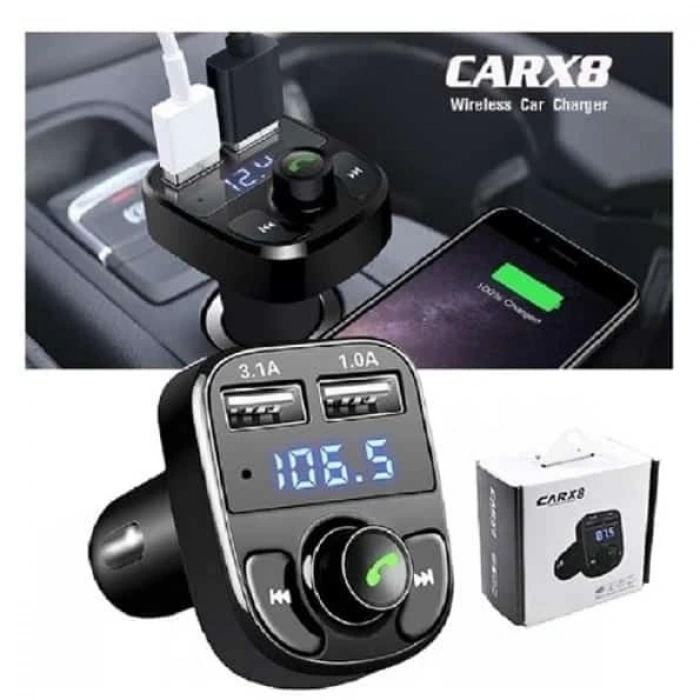 Carx8 Digital Ekran Bluetooth Araç Kiti Mp3 Fm Transmitter