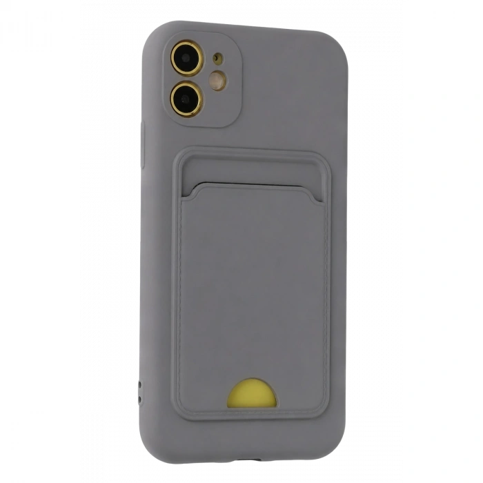 İphone 11 Kılıf Kelvin Kartvizitli Silikon - Gri