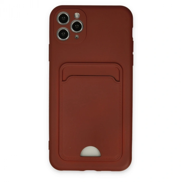 İphone 11 Pro Max Kılıf Kelvin Kartvizitli Silikon - Bordo