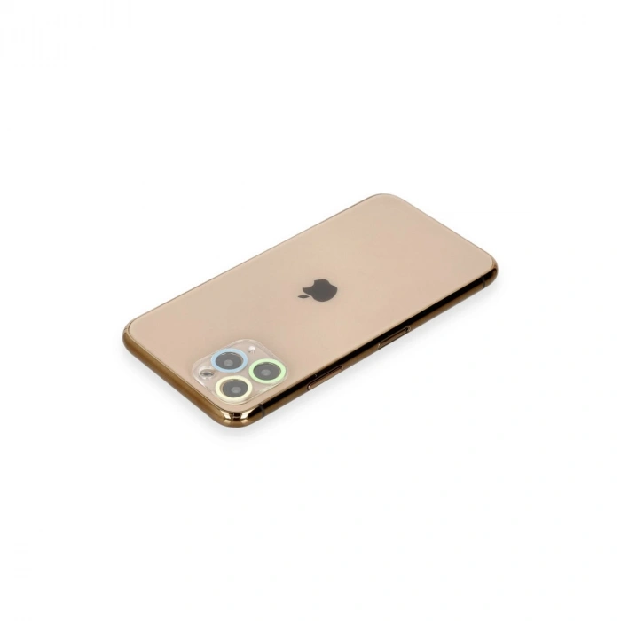 İphone 11 Pro Max Renkli Kamera Lens Koruma Cam - Yeşil-sarı