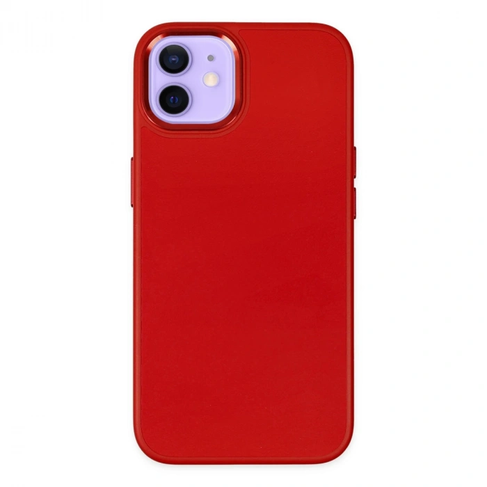 İphone 12 Kılıf Asya Deri Silikon - Kırmızı