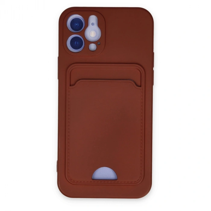 İphone 12 Kılıf Kelvin Kartvizitli Silikon - Bordo