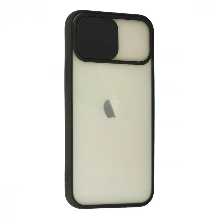 İphone 12 Kılıf Palm Buzlu Kamera Sürgülü Silikon - Siyah