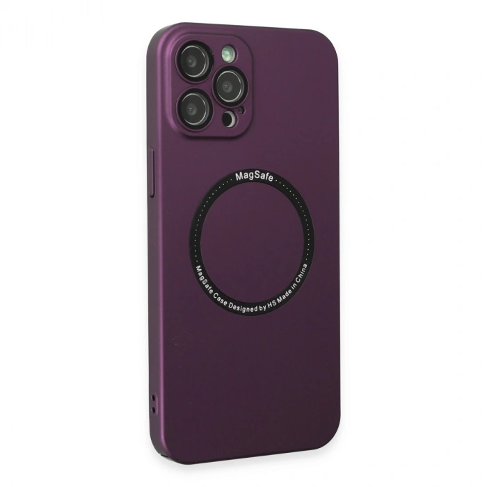 İphone 12 Pro Kılıf Jack Magneticsafe Lens Silikon - Mürdüm