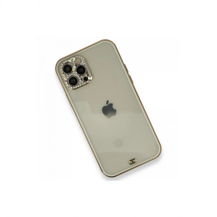 İphone 12 Pro Kılıf Liva Taşlı Silikon - Beyaz
