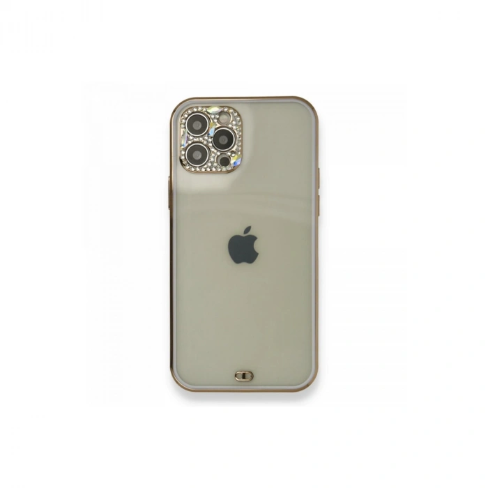 İphone 12 Pro Kılıf Liva Taşlı Silikon - Mor
