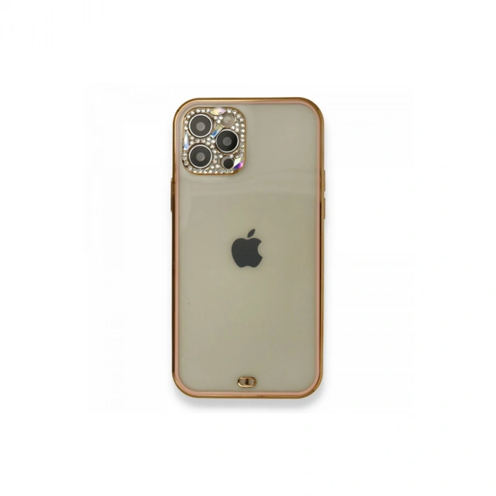 İphone 12 Pro Kılıf Liva Taşlı Silikon - Pembe