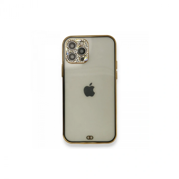 İphone 12 Pro Kılıf Liva Taşlı Silikon - Siyah