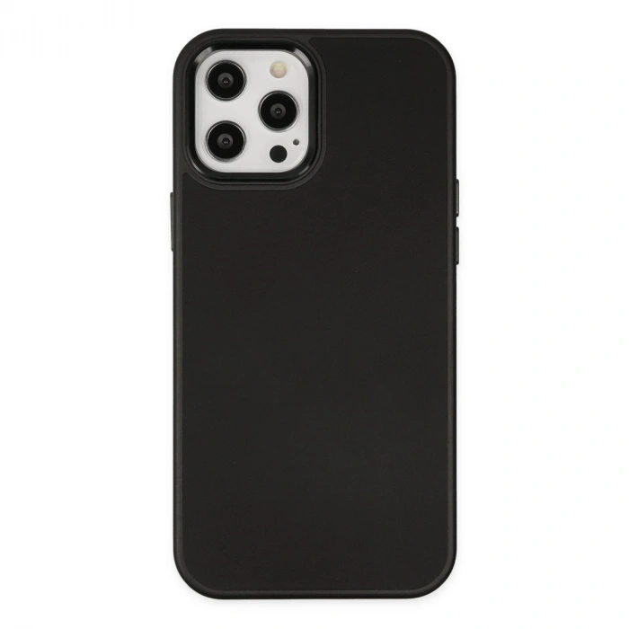 İphone 12 Pro Max Kılıf Asya Deri Silikon - Siyah