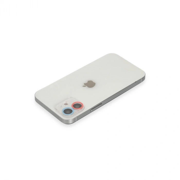 İphone 12 Renkli Kamera Lens Koruma Cam - Pembe-mavi