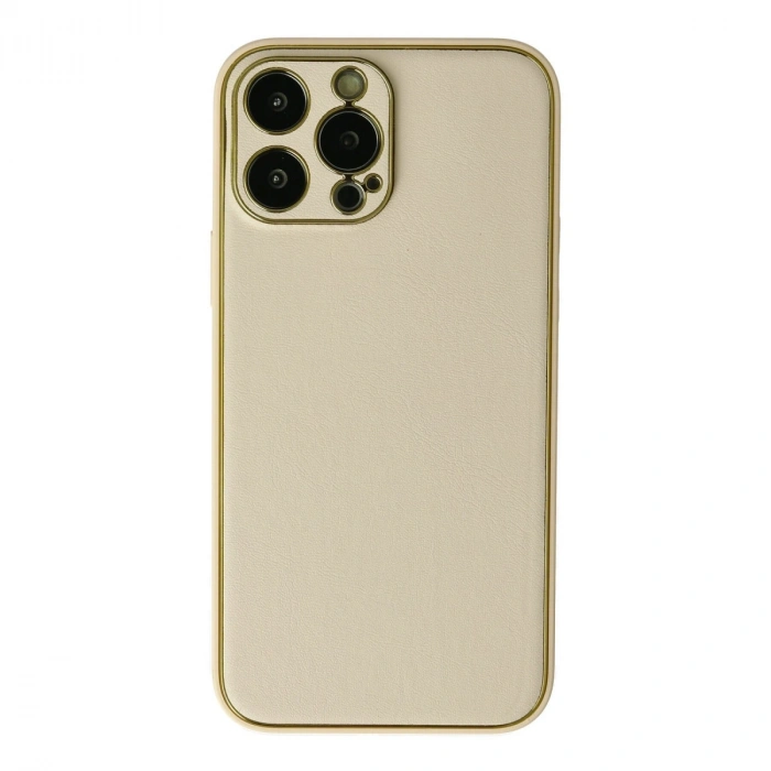 İphone 13 Pro Kılıf Coco Deri Silikon Kapak - Gold
