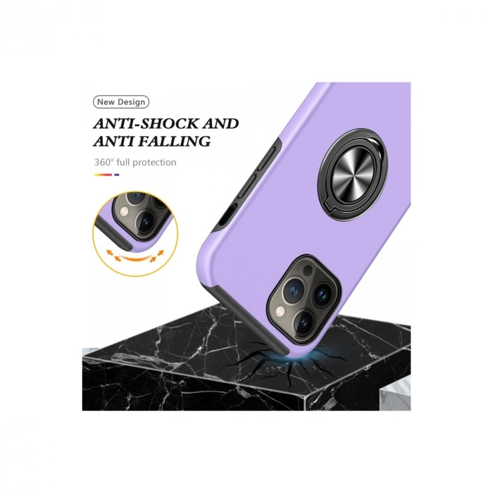 İphone 13 Pro Kılıf Elit Yüzüklü Kapak - Mor