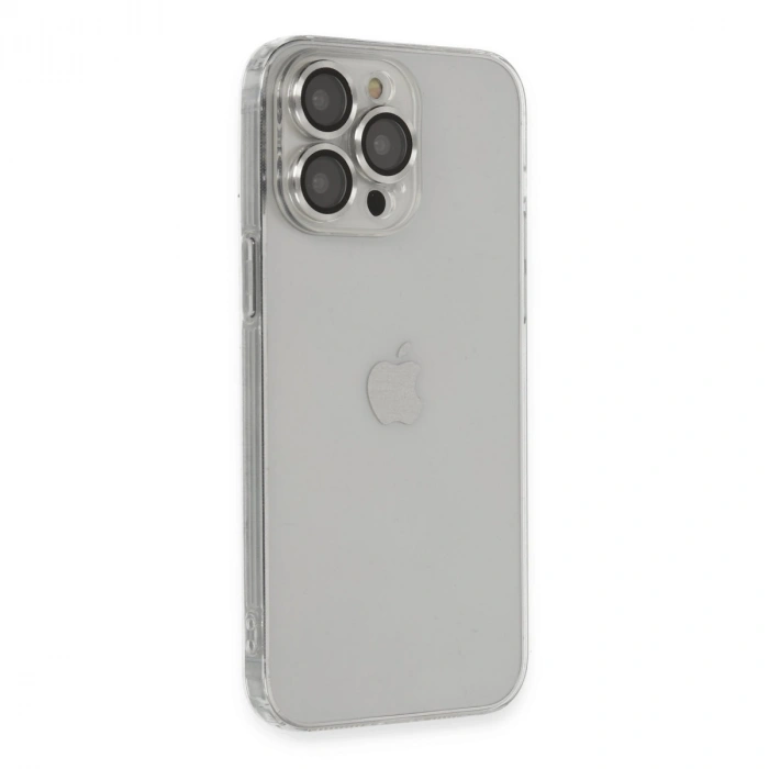 İphone 13 Pro Max Kılıf Luko Lens Silikon - Gümüş
