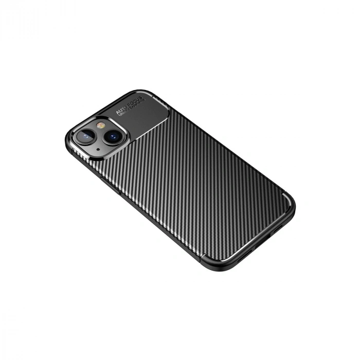 İphone 14 Plus Kılıf Auto Focus Karbon Kapak - Siyah