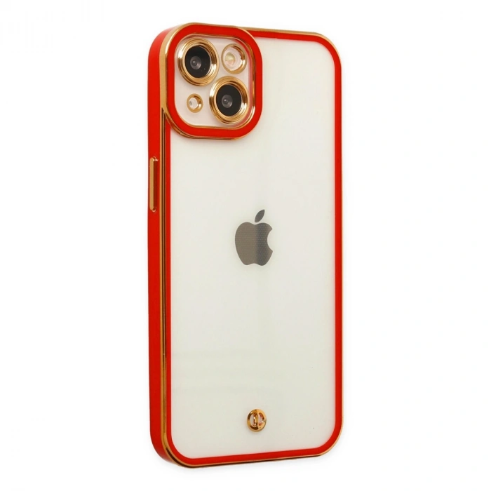 İphone 14 Plus Kılıf Liva Lens Silikon - Kırmızı