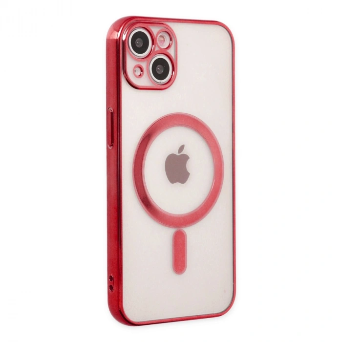 İphone 14 Plus Kılıf Magneticsafe Lazer Silikon - Kırmızı