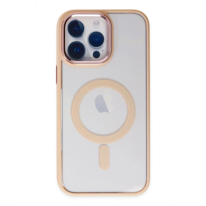 İphone 14 Pro Max Kılıf Room Magneticsafe Silikon - Pudra