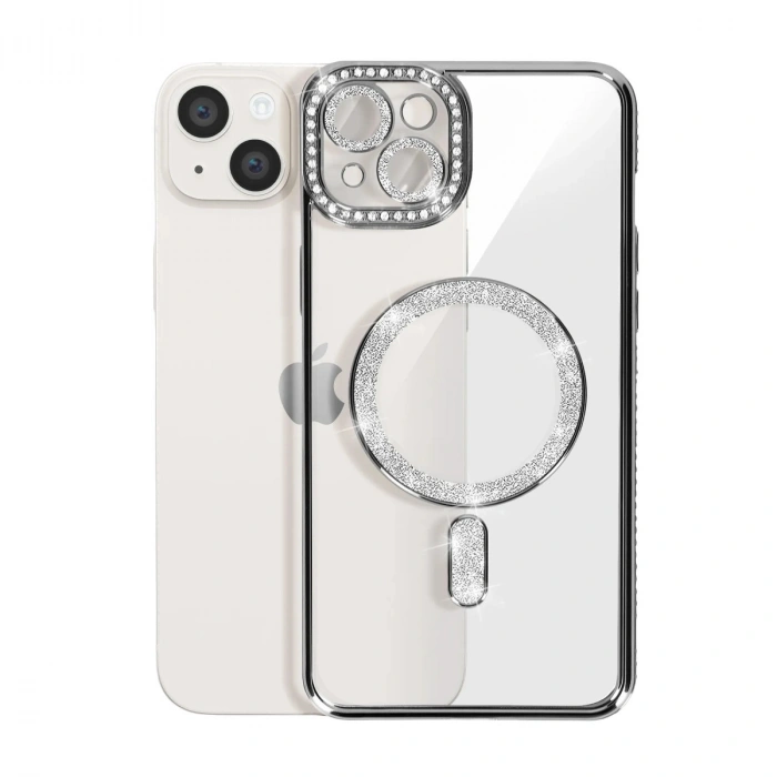 İphone 15 Kılıf Joke Simli Magneticsafe Kılıf - Siyah