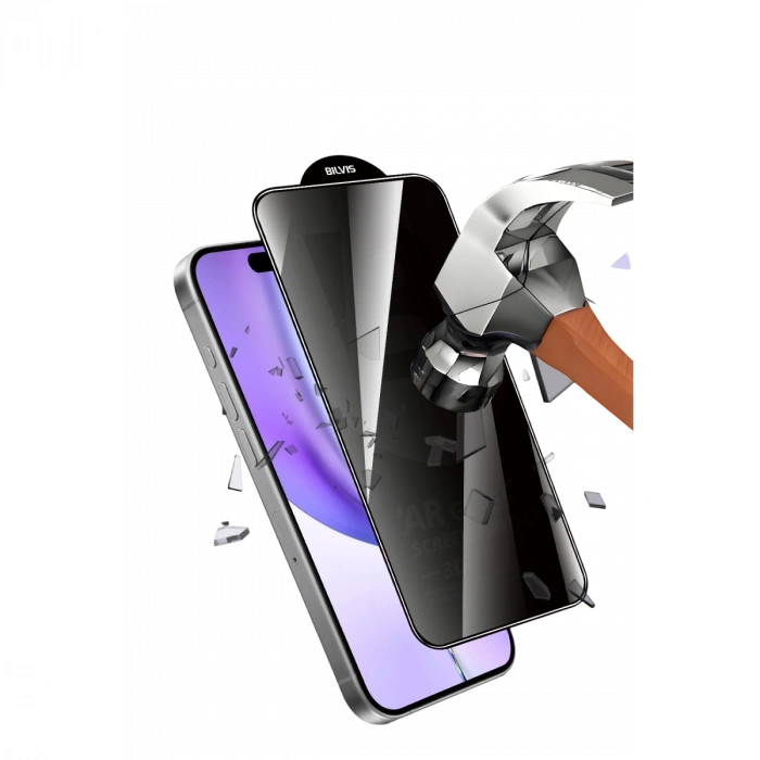 İphone 15 Pro Max 5d Privacy Diamond Hayalet Cam Ekran Koruyucu
