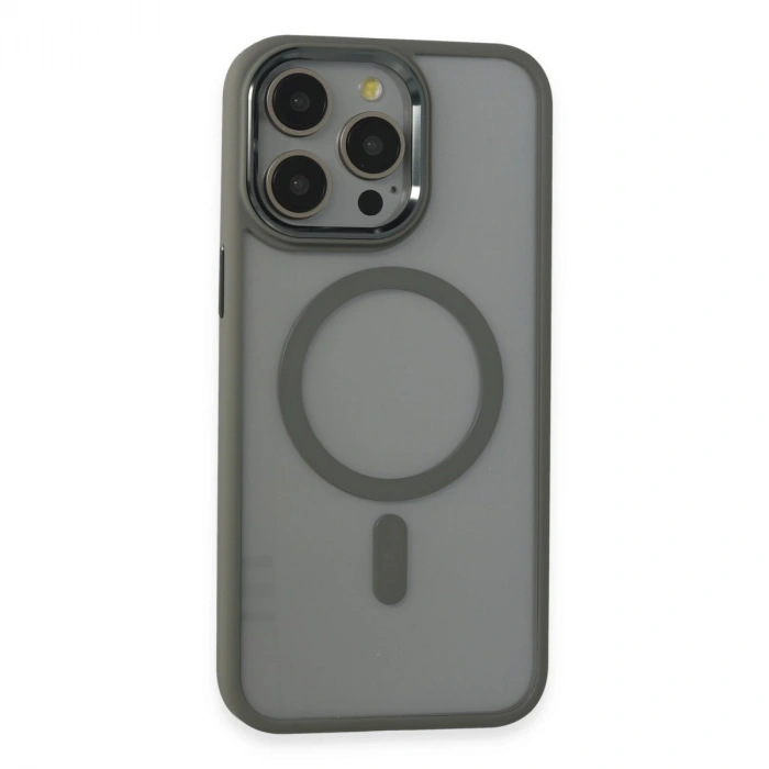 İphone 15 Pro Max Kılıf Room Magneticsafe Silikon - Gri