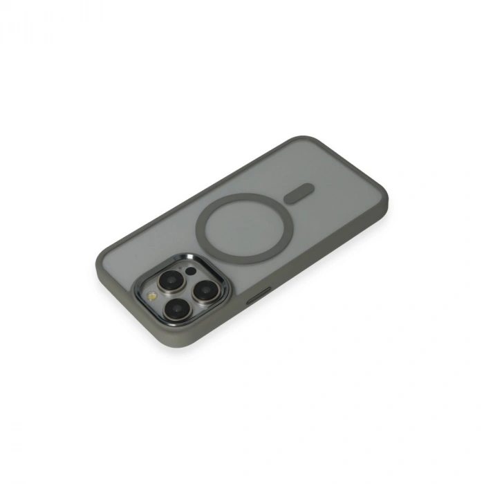 İphone 15 Pro Max Kılıf Room Magneticsafe Silikon - Gri