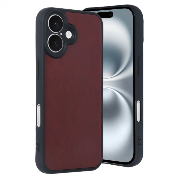 İphone 16 Kılıf Aras Deri Kapak - Bordo