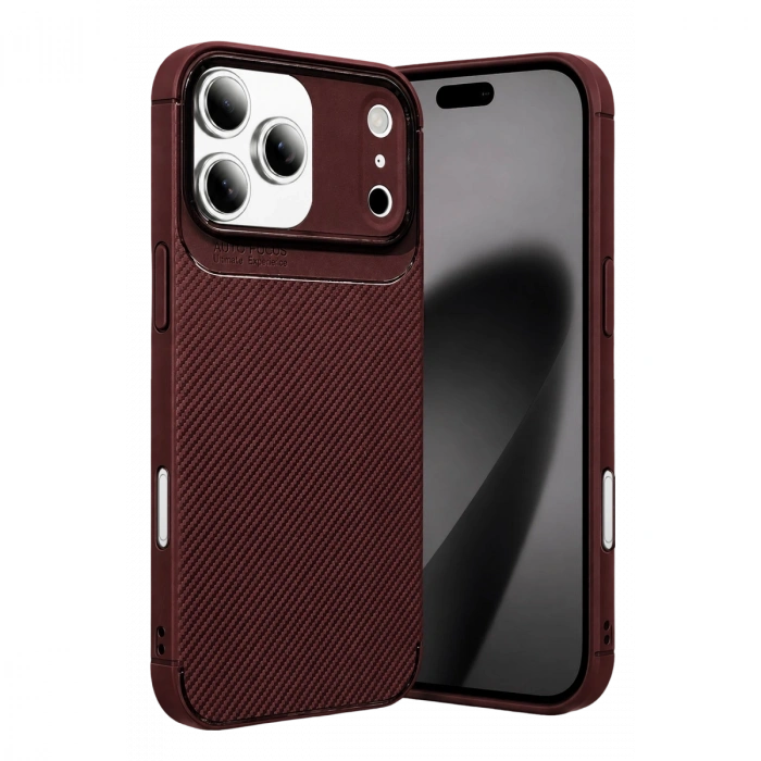 İphone 17 Pro Auto Focus Karbon Kapak - Bordo