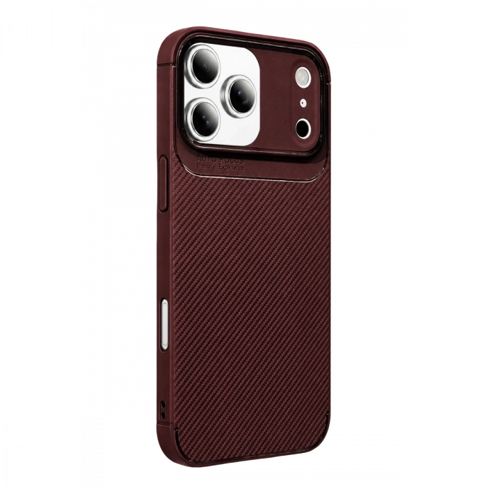 İphone 17 Pro Max Auto Focus Karbon Kapak - Bordo